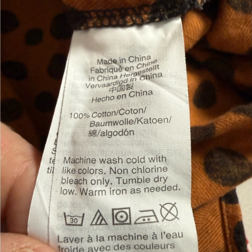 Madewell 100% Cotton Flannel 2 Piece Polka Dot Pajamas Rust Orange/Blk Sz M - Picture 7 of 7